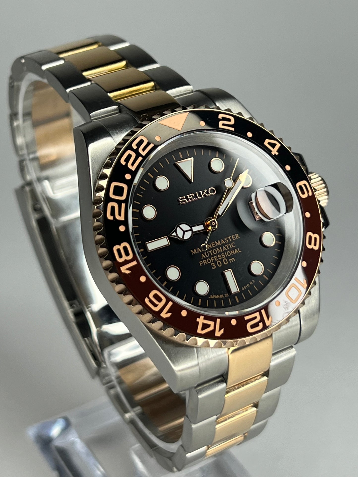 MOD Seiko Submariner RoseGold & Brown