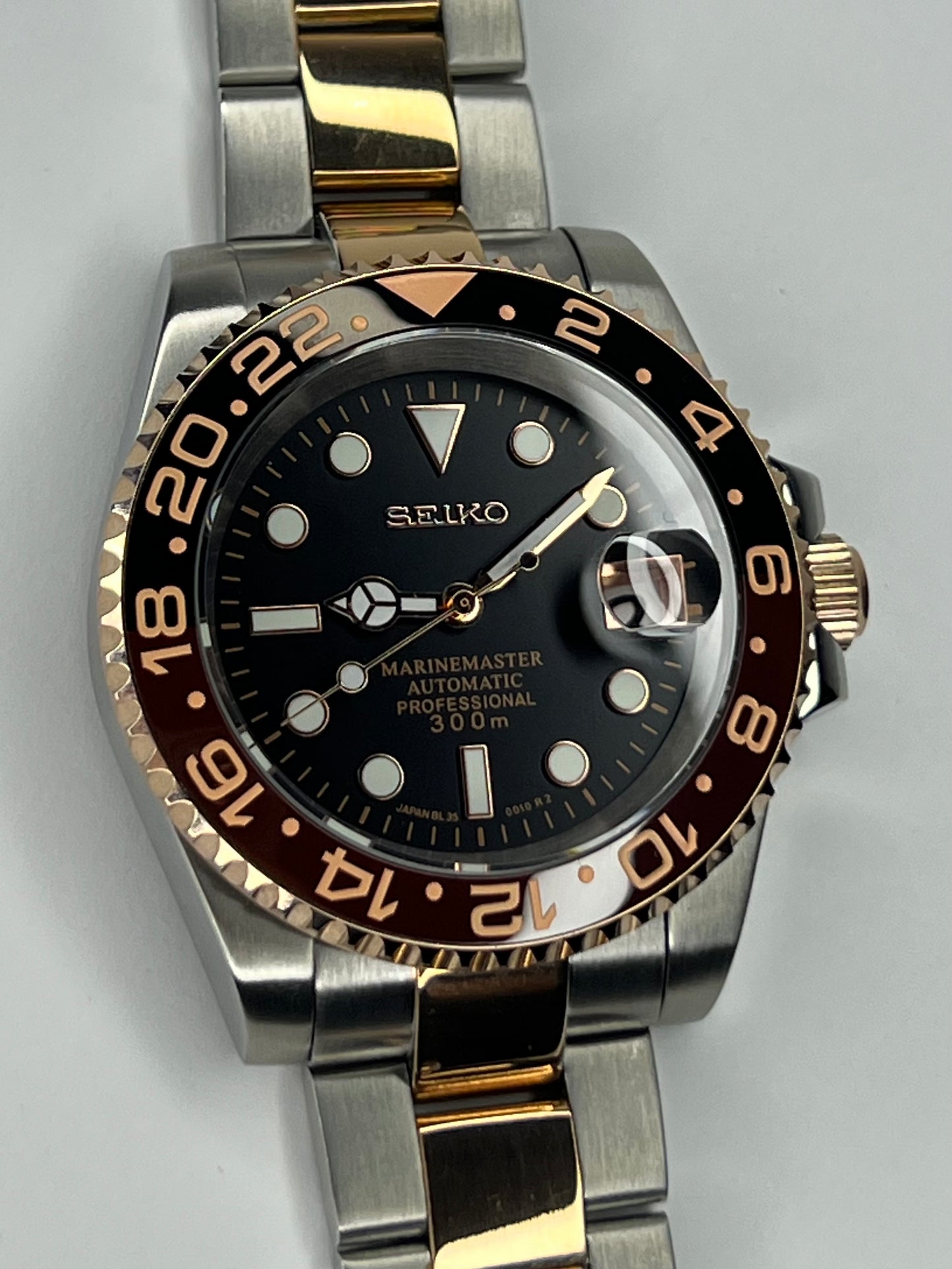 MOD Seiko Submariner RoseGold & Brown