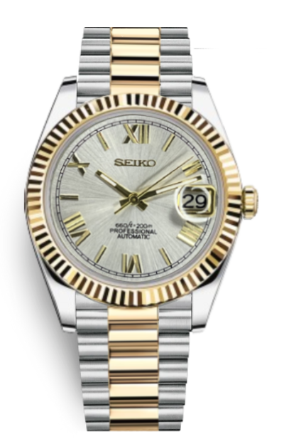 MOD Seiko Datejust Silver & Gold