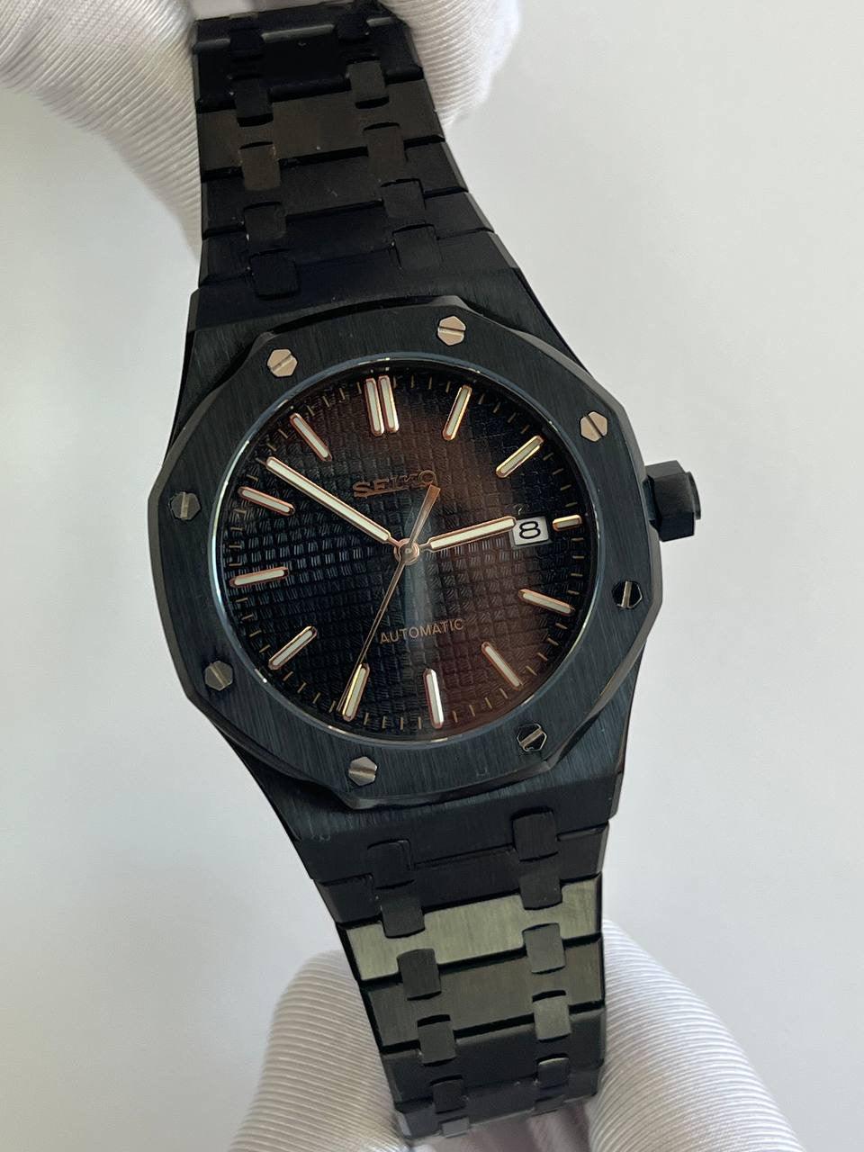 MOD Seiko Royal OAK Black & Rosegold - modwatcheswebsite